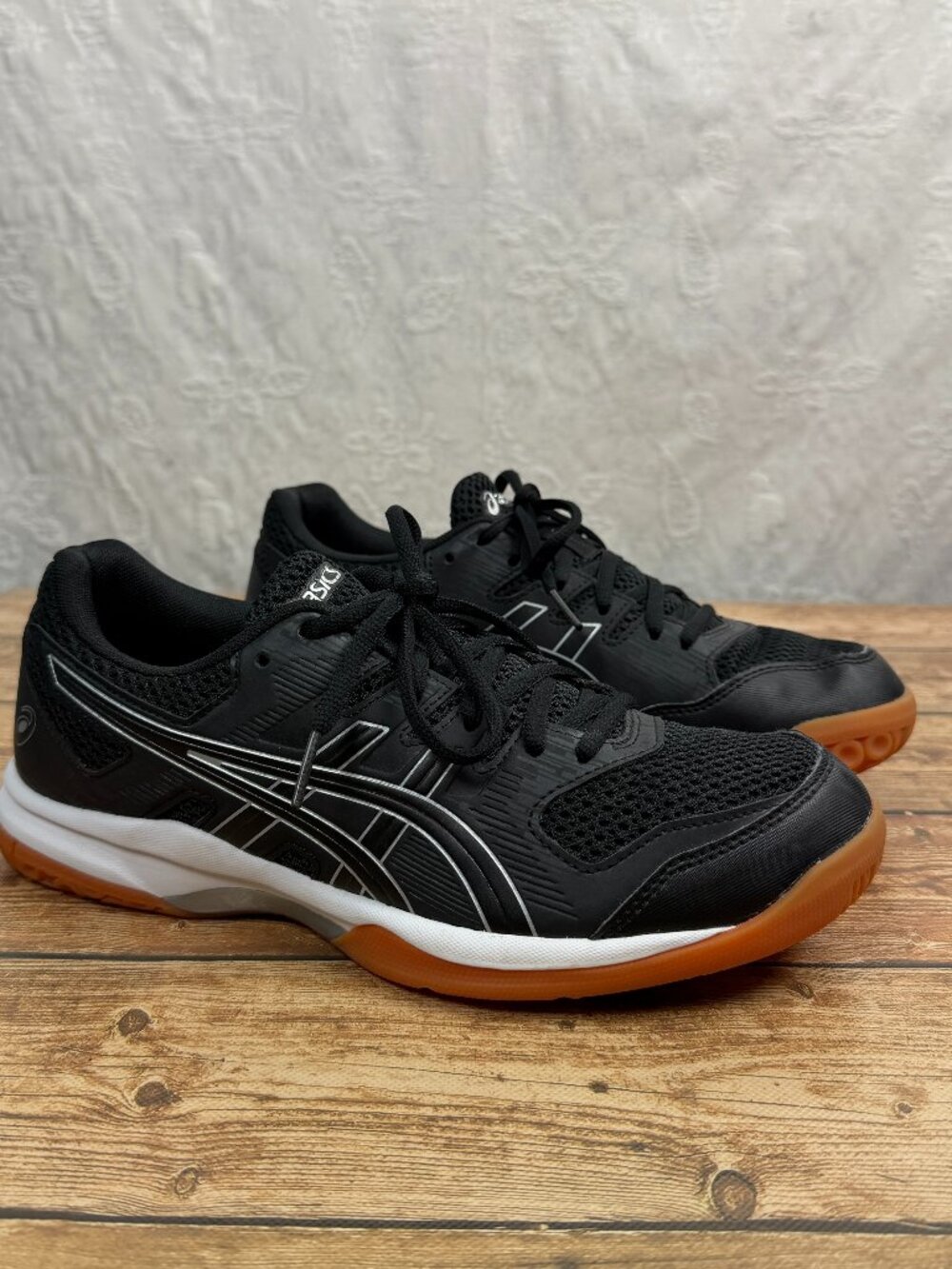ASICS Women’s 9 GEL-Furtherup Black Silver Gum Volleyball Indoor Court Sneakers